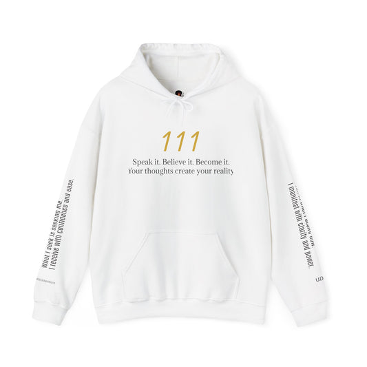 111 Your Thoughts Create Your Reality Hoodie ✨ Manifest Your Life | Wearable Intention Sweatshirt | Spiritual Affirmation Hoodie