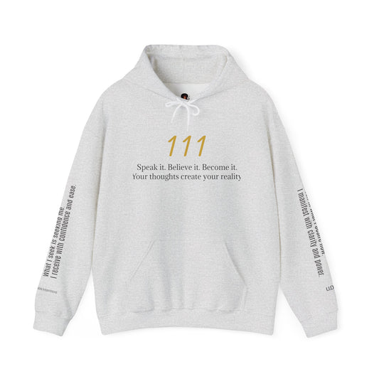 111 Your Thoughts Create Your Reality Hoodie ✨ Manifest Your Life | Wearable Intention Sweatshirt | Spiritual Affirmation Hoodie