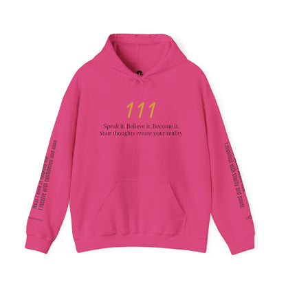 111 Your Thoughts Create Your Reality Hoodie ✨ Manifest Your Life | Wearable Intention Sweatshirt | Spiritual Affirmation Hoodie